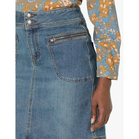 PRANA Women's Broadway Denim Pencil Skirt Size 2 True Blue Organic Cotton NWT - Picture 2 of 11